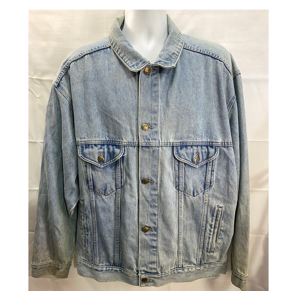Vintage Pepsi Trucker Jacket Mens XL Light Wash Blue Denim Button 90s Y2K